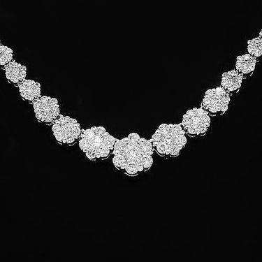 14K White Solid Gold Womens Diamond Necklace 3.50 Ctw
